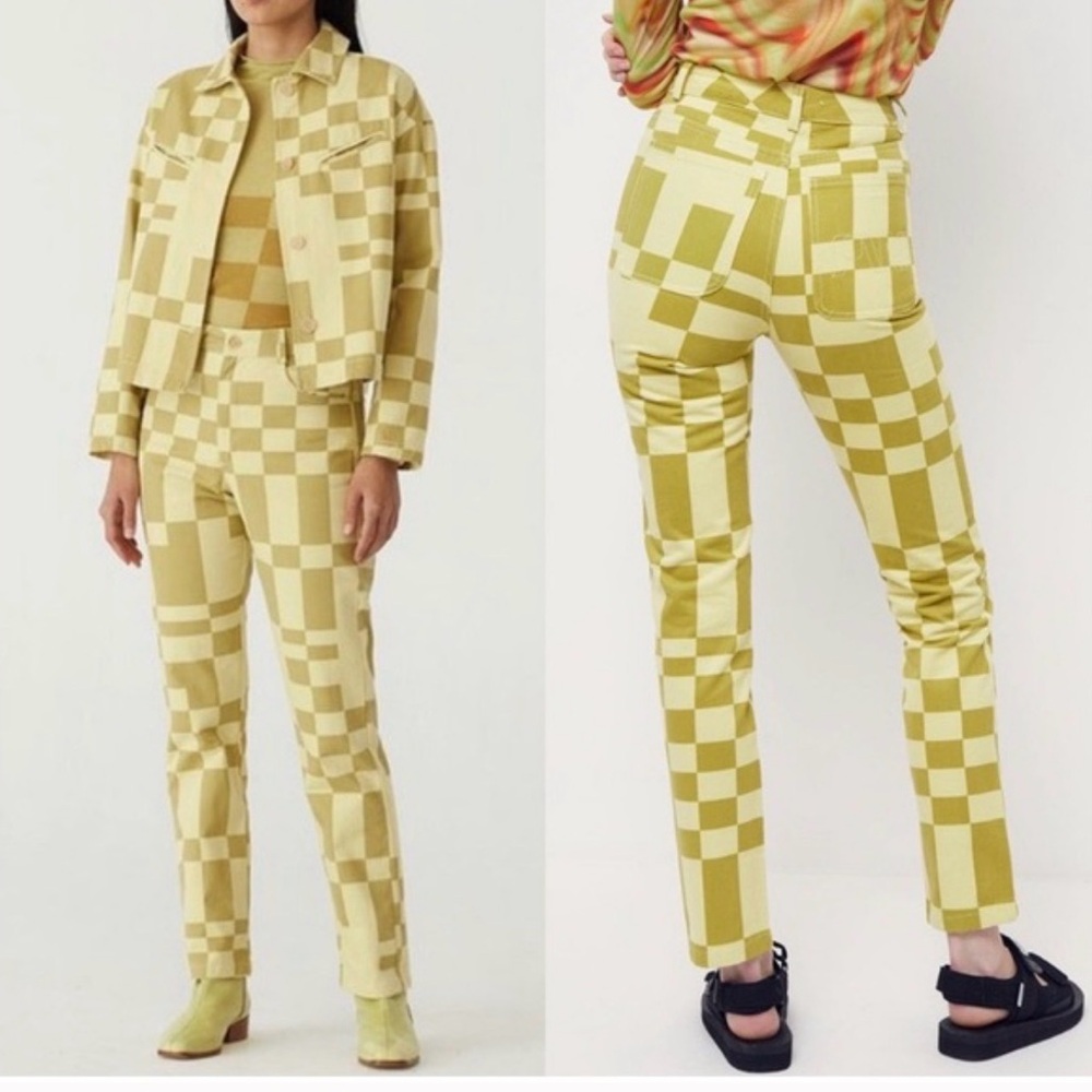 ✨🟡 PALOMA WOOL‎ Checkered Straight Leg Pants Sz 36 🟡✨